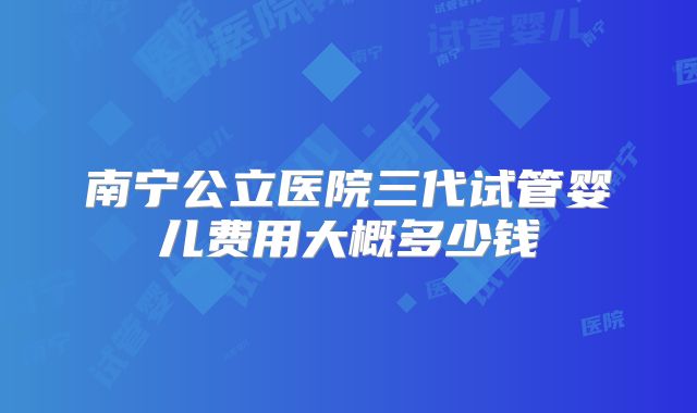 南宁公立医院三代试管婴儿费用大概多少钱