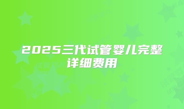 2025三代试管婴儿完整详细费用