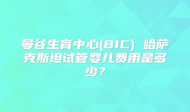 曼谷生育中心(BIC) 哈萨克斯坦试管婴儿费用是多少？