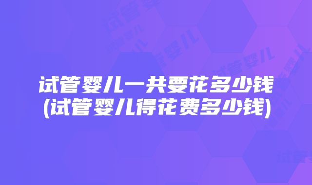 试管婴儿一共要花多少钱(试管婴儿得花费多少钱)