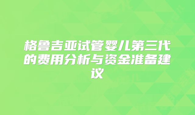 格鲁吉亚试管婴儿第三代的费用分析与资金准备建议