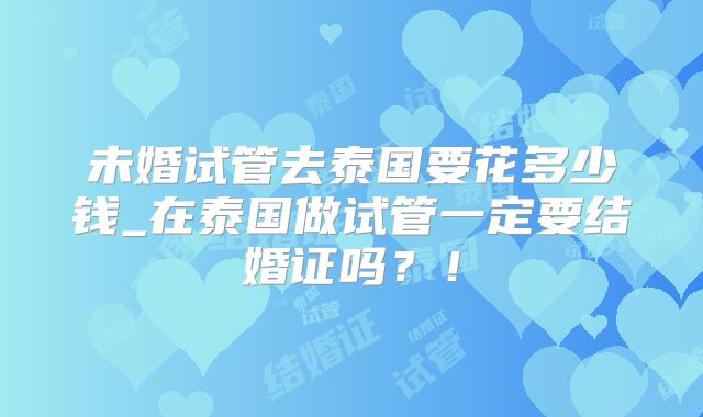 未婚试管去泰国要花多少钱_在泰国做试管一定要结婚证吗？！