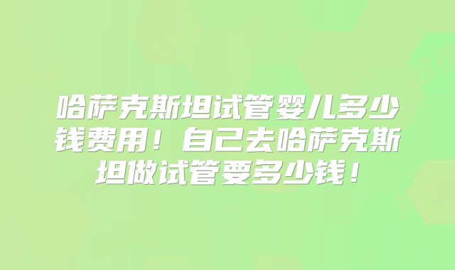 哈萨克斯坦试管婴儿多少钱费用！自己去哈萨克斯坦做试管要多少钱！