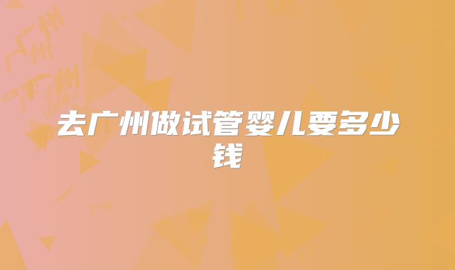 去广州做试管婴儿要多少钱