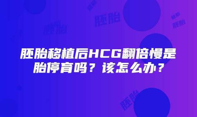 胚胎移植后HCG翻倍慢是胎停育吗?该怎么办?