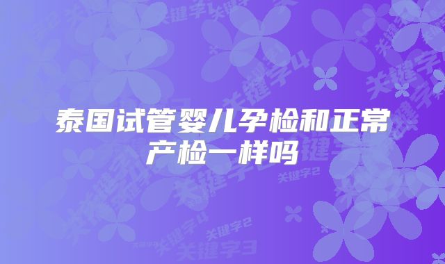 泰国试管婴儿孕检和正常产检一样吗