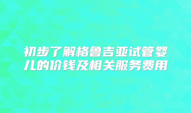 初步了解格鲁吉亚试管婴儿的价钱及相关服务费用