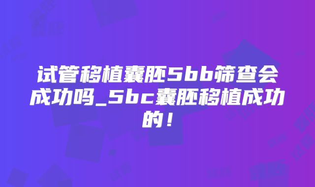 试管移植囊胚5bb筛查会成功吗_5bc囊胚移植成功的！