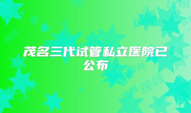 茂名三代试管私立医院已公布