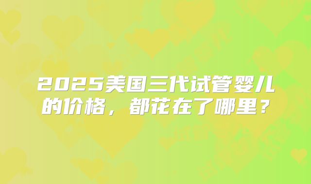2025美国三代试管婴儿的价格，都花在了哪里？