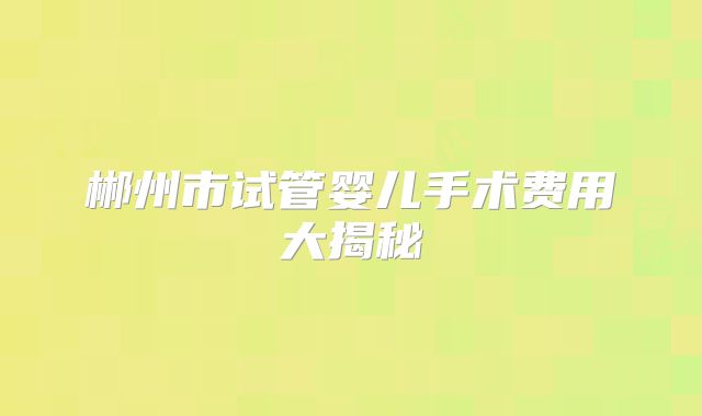 郴州市试管婴儿手术费用大揭秘