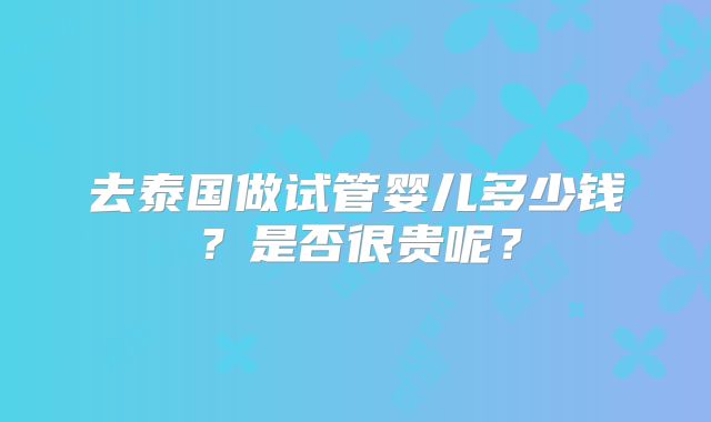 去泰国做试管婴儿多少钱？是否很贵呢？