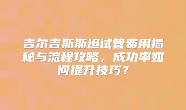 吉尔吉斯斯坦试管费用揭秘与流程攻略，成功率如何提升技巧？