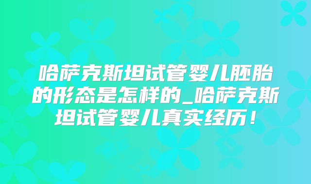 哈萨克斯坦试管婴儿胚胎的形态是怎样的_哈萨克斯坦试管婴儿真实经历！