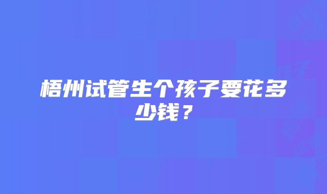 梧州试管生个孩子要花多少钱？