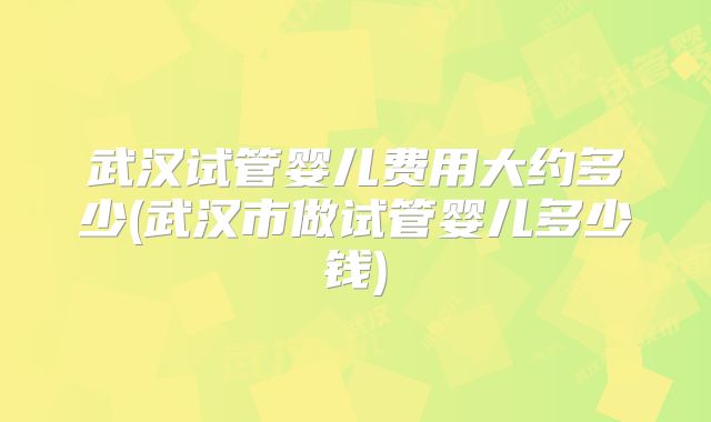 武汉试管婴儿费用大约多少(武汉市做试管婴儿多少钱)