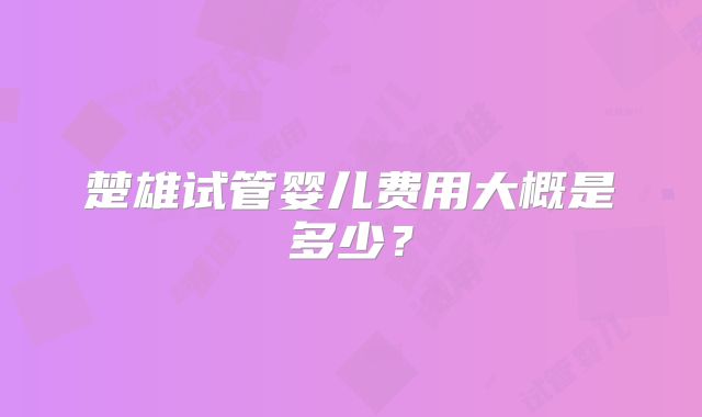楚雄试管婴儿费用大概是多少?
