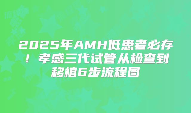 2025年AMH低患者必存！孝感三代试管从检查到移植6步流程图