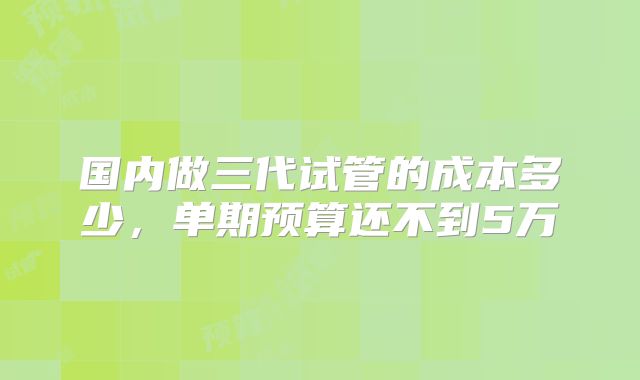 国内做三代试管的成本多少,单期预算还不到5万