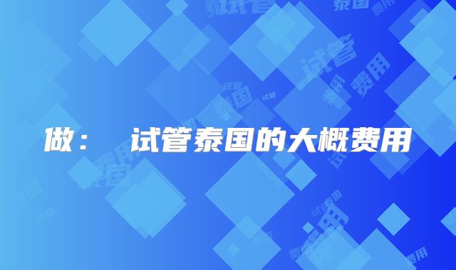 做： 试管泰国的大概费用