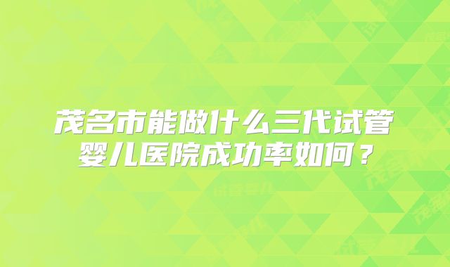 茂名市能做什么三代试管婴儿医院成功率如何？
