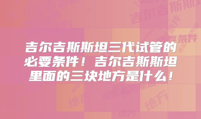 吉尔吉斯斯坦三代试管的必要条件！吉尔吉斯斯坦里面的三块地方是什么！