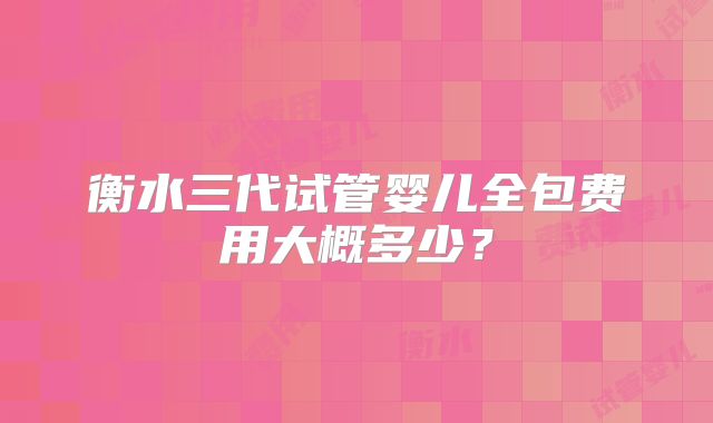 衡水三代试管婴儿全包费用大概多少？