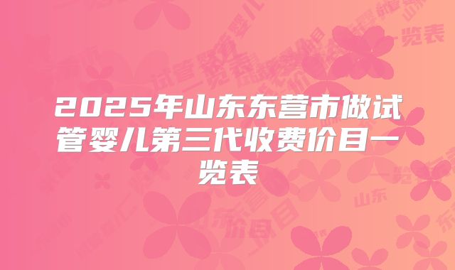 2025年山东东营市做试管婴儿第三代收费价目一览表