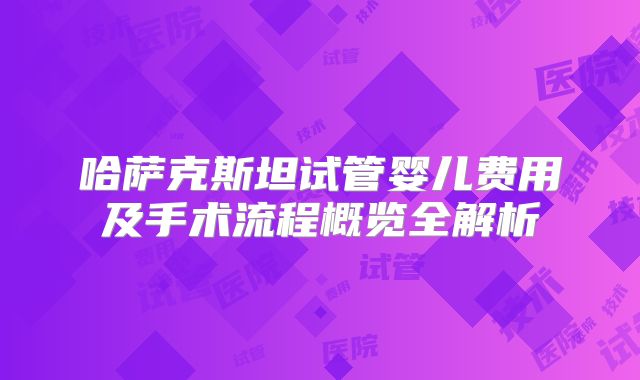 哈萨克斯坦试管婴儿费用及手术流程概览全解析