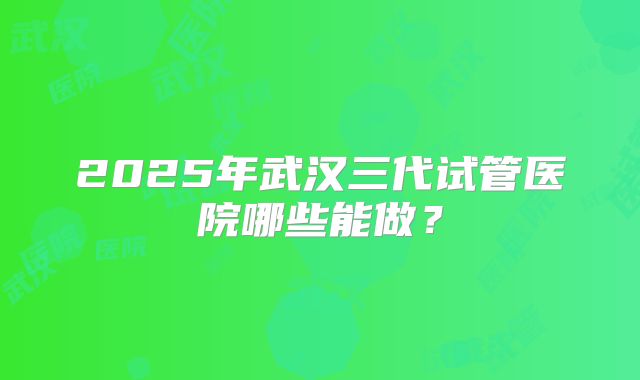 2025年武汉三代试管医院哪些能做？