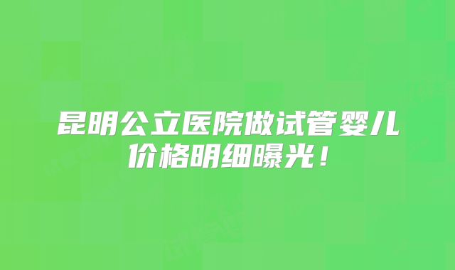 昆明公立医院做试管婴儿价格明细曝光！