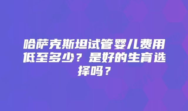 哈萨克斯坦试管婴儿费用低至多少?是好的生育选择吗?