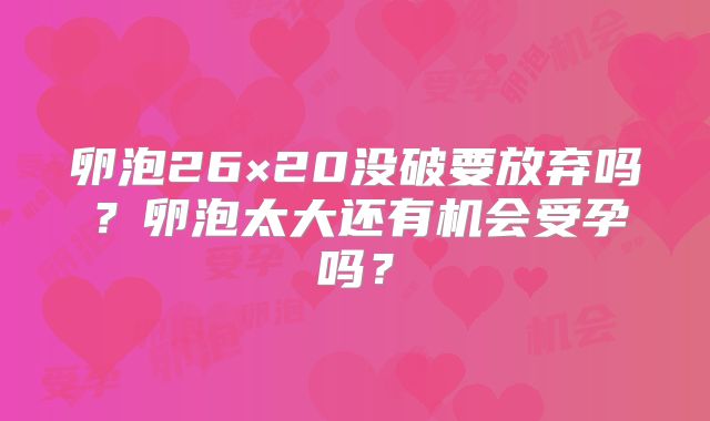 卵泡26×20没破要放弃吗？卵泡太大还有机会受孕吗？