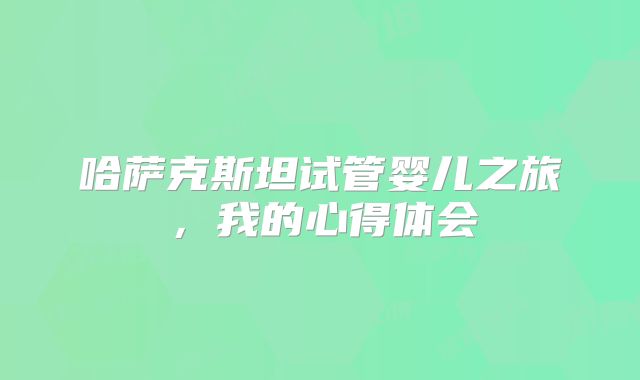 哈萨克斯坦试管婴儿之旅，我的心得体会