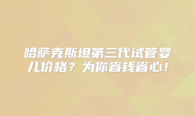 哈萨克斯坦第三代试管婴儿价格？为你省钱省心！