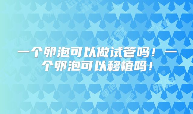 一个卵泡可以做试管吗！一个卵泡可以移植吗！