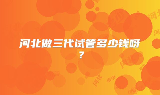 河北做三代试管多少钱呀?