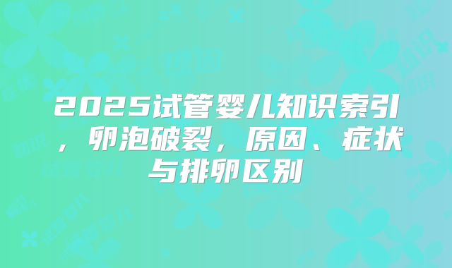 2025试管婴儿知识索引，卵泡破裂，原因、症状与排卵区别