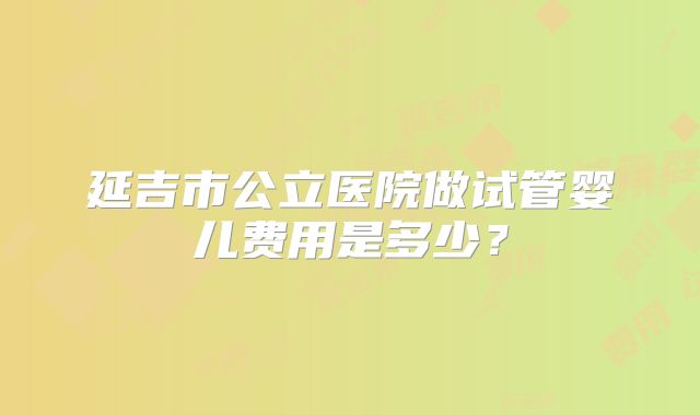 延吉市公立医院做试管婴儿费用是多少?