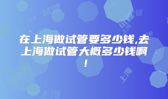 在上海做试管要多少钱,去上海做试管大概多少钱啊!