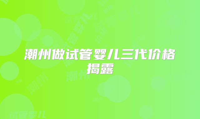 潮州做试管婴儿三代价格揭露