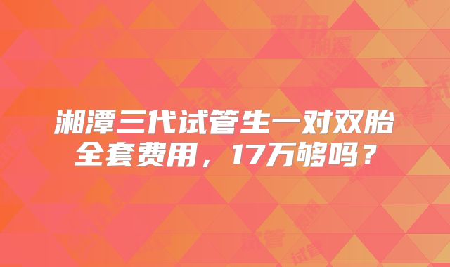 湘潭三代试管生一对双胎全套费用，17万够吗？