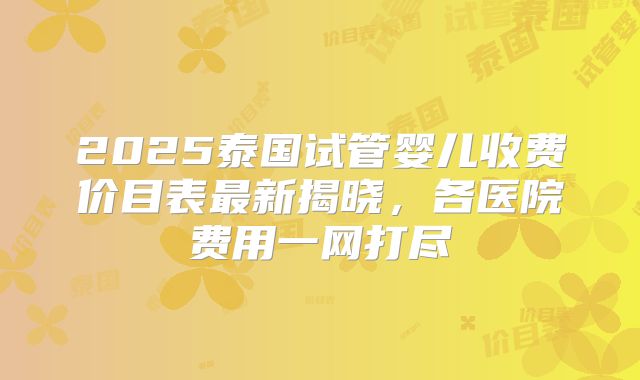 2025泰国试管婴儿收费价目表最新揭晓，各医院费用一网打尽