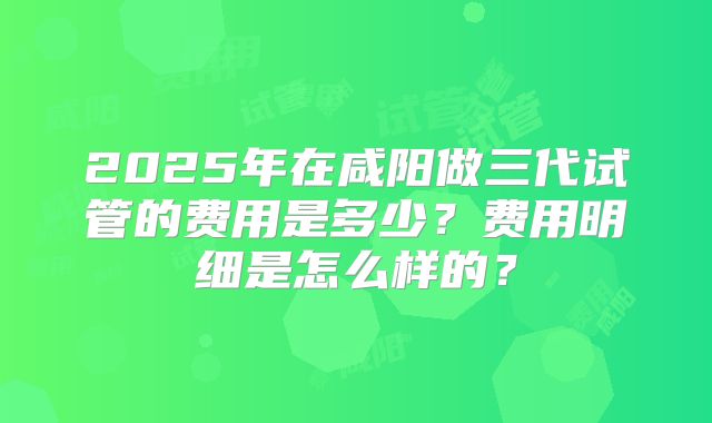2025年在咸阳做三代试管的费用是多少？费用明细是怎么样的？