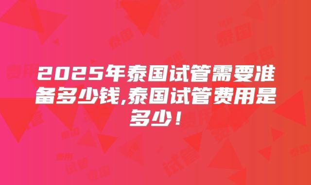 2025年泰国试管需要准备多少钱,泰国试管费用是多少！