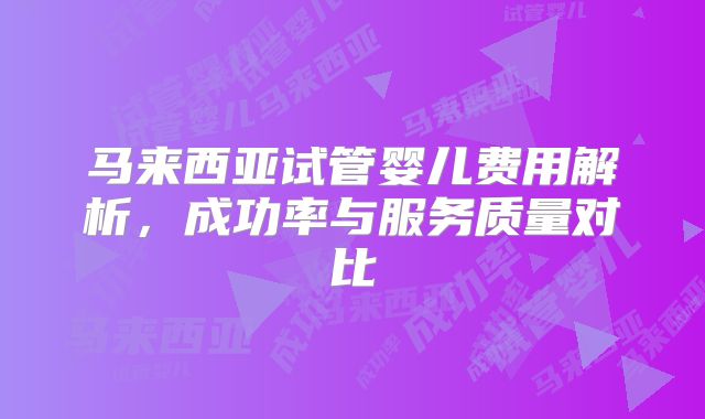 马来西亚试管婴儿费用解析，成功率与服务质量对比