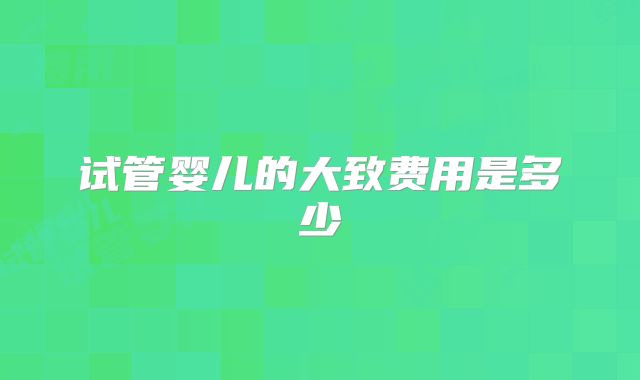 试管婴儿的大致费用是多少