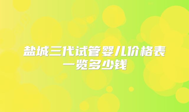 盐城三代试管婴儿价格表一览多少钱