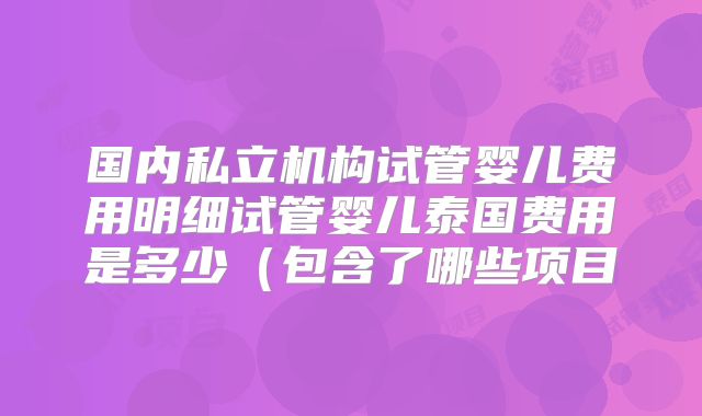 国内私立机构试管婴儿费用明细试管婴儿泰国费用是多少(包含了哪些项目