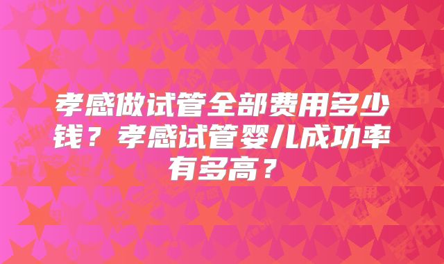 孝感做试管全部费用多少钱？孝感试管婴儿成功率有多高？